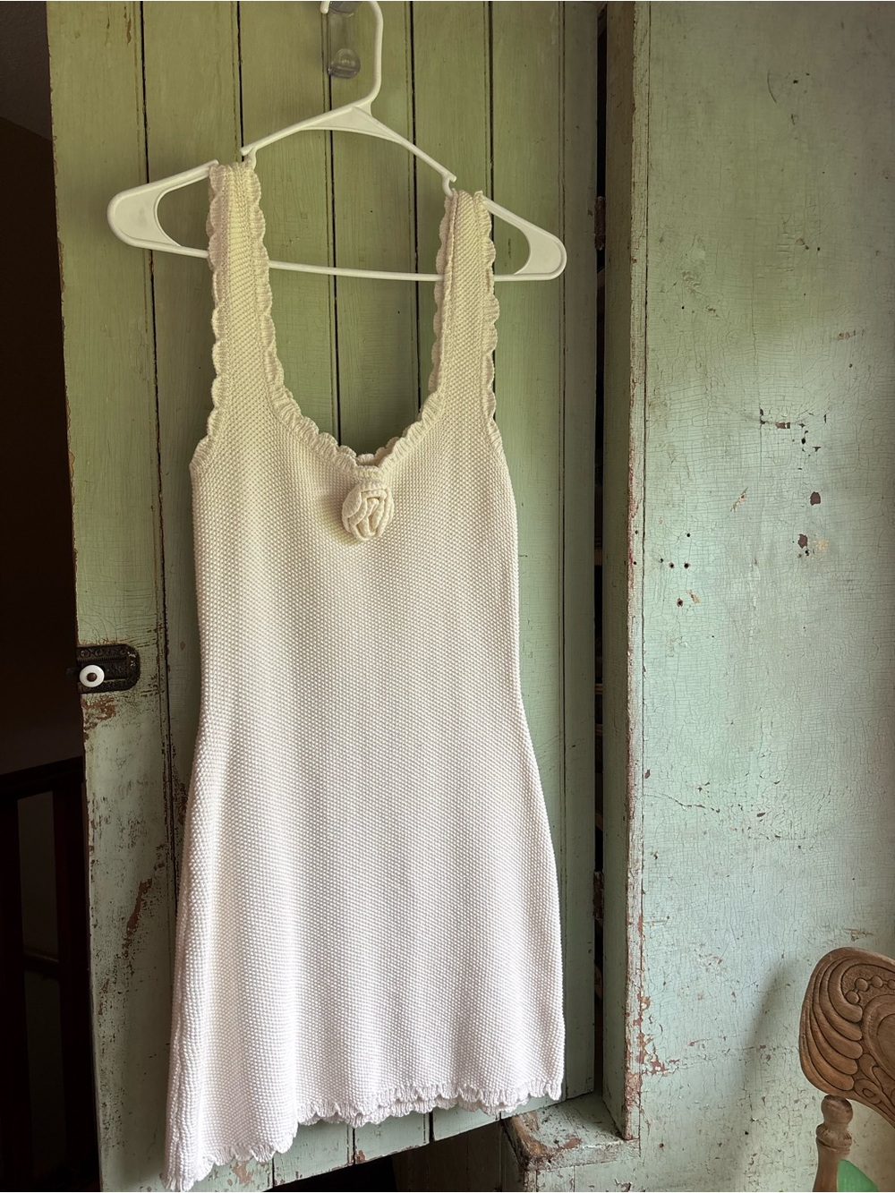 wild fable Cream Knit Dress with Rosette Detail